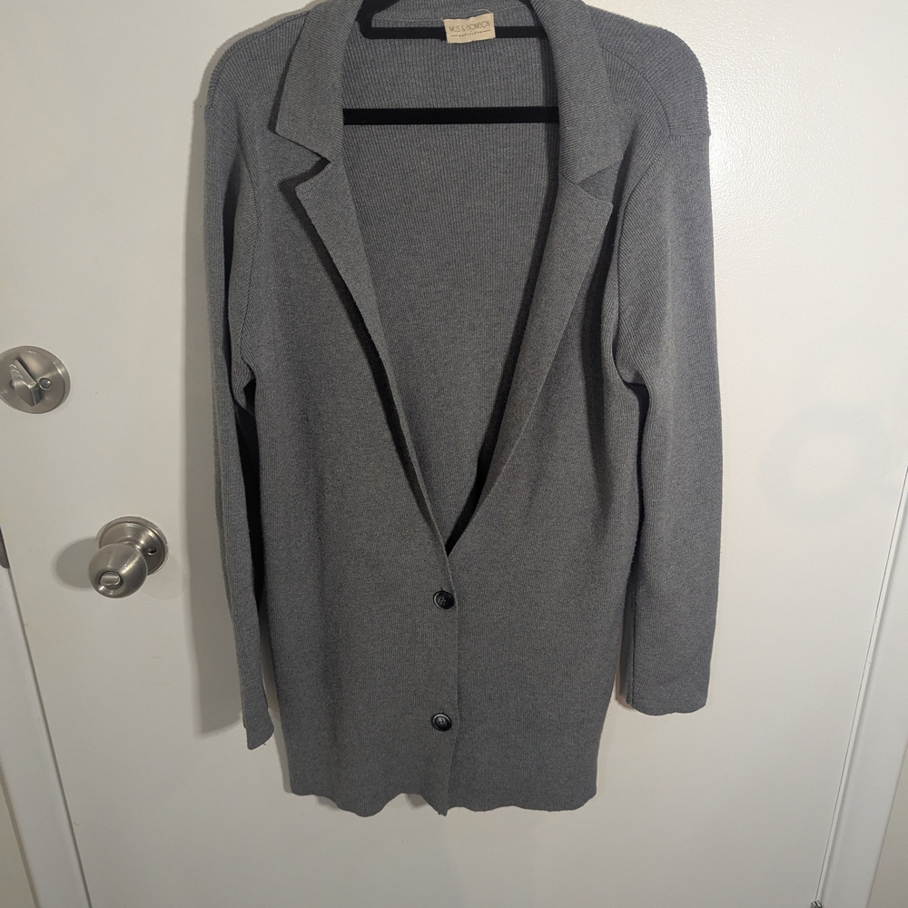 🧡 Mus & Bombon Barcelona Two Button Tunic Length Cardigan | Grey | Large